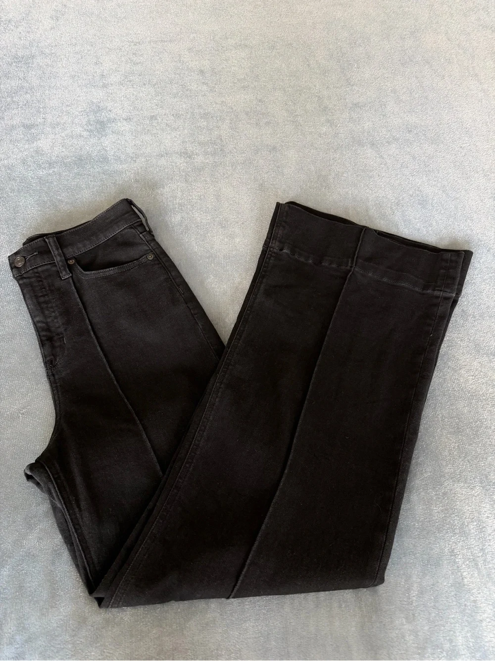 J.Crew Pintuck Denim Black High-Rise Wide-Leg Women's trouser Size 28